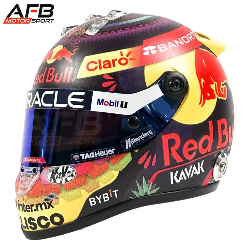 Sergio Perez Mini Helmet 2023 Gran Premio de México. Schuberth escala 1:2