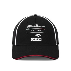 Gorra del equipo Alfa Romeo Orlen en negro. Visera Curva.