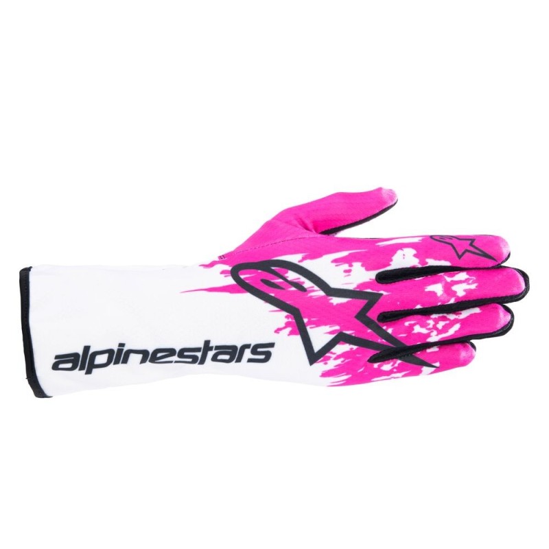 Guantes Alpinestars Tech-1 K V4 Blanco/Fúcsia/Negro