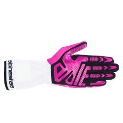 Guantes Alpinestars Tech-1 K V4 Blanco/Fúcsia/Negro