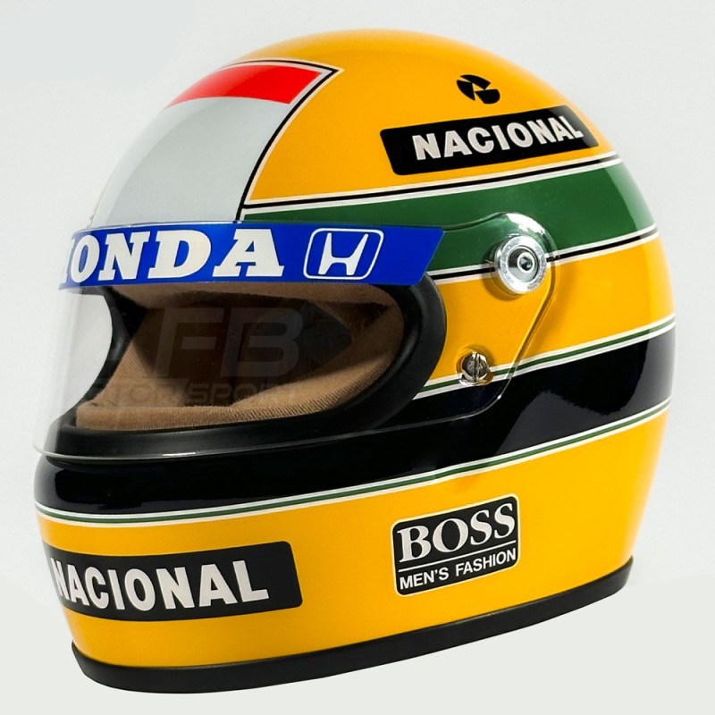 Mini casco Ayrton Senna replica casco F1 del 1988 scala 1:2