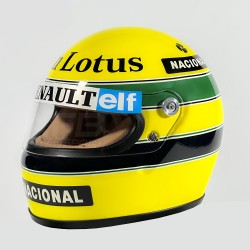 Minihelm Ayrton Senna 1985: replica op schaal 1/2 - AFB Motorsport