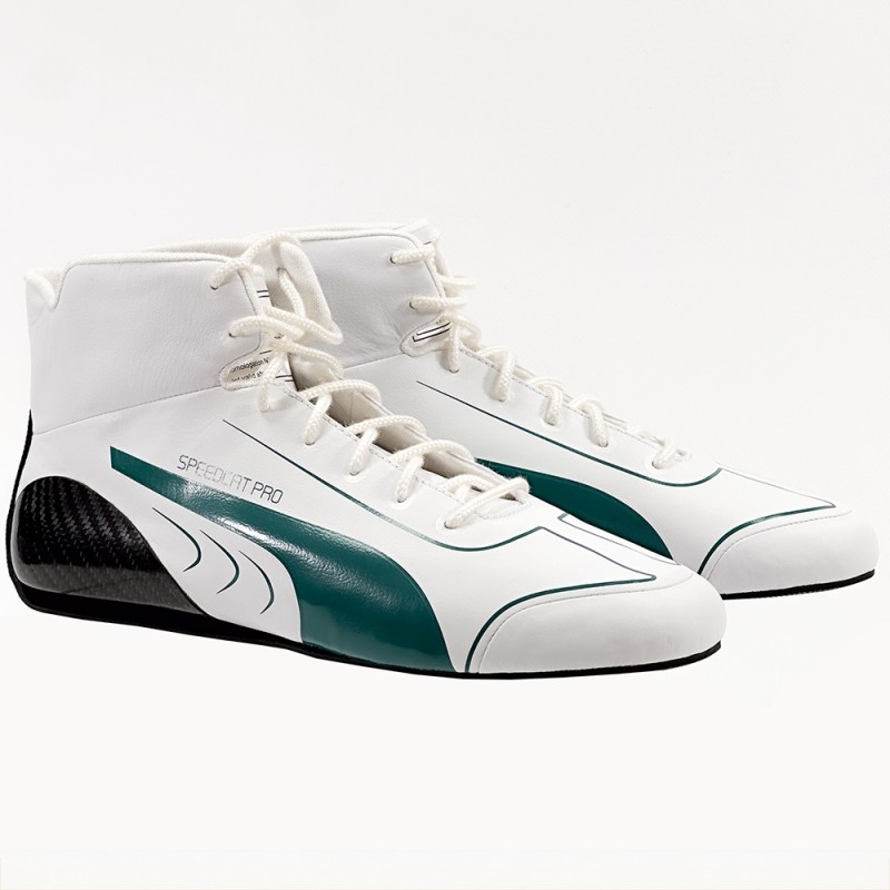 Botas Puma Speedcat Pro FIA White/Green - Homologadas FIA 8856-2018 (Leather)