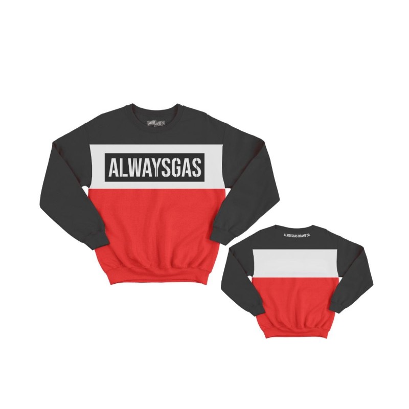 Sudadera Always Gas Tricolor en color Rojo, Negro y Blanco Sudadera Always Gas Tricolor en color Rojo, Negro y Blanco