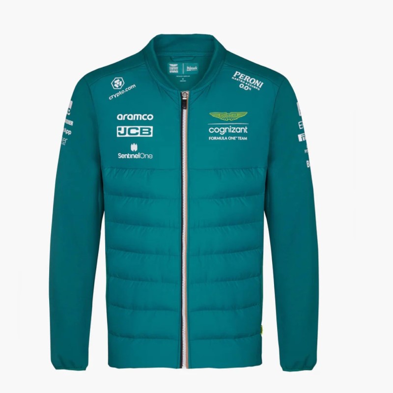 Chaqueta Híbrida Del Equipo Aston Martin Cognizant F1 2023 Para Hombre - Verde Chaqueta Híbrida Del Equipo Aston Martin Cognizant F1 2023 Para Hombre - Verde