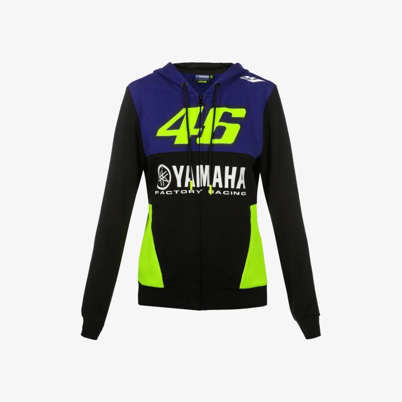 VR46 yamaha sudaderas con cremallera completa y capucha para mujer en color azul VR46 yamaha sudaderas con cremallera completa y capucha para mujer en color azul