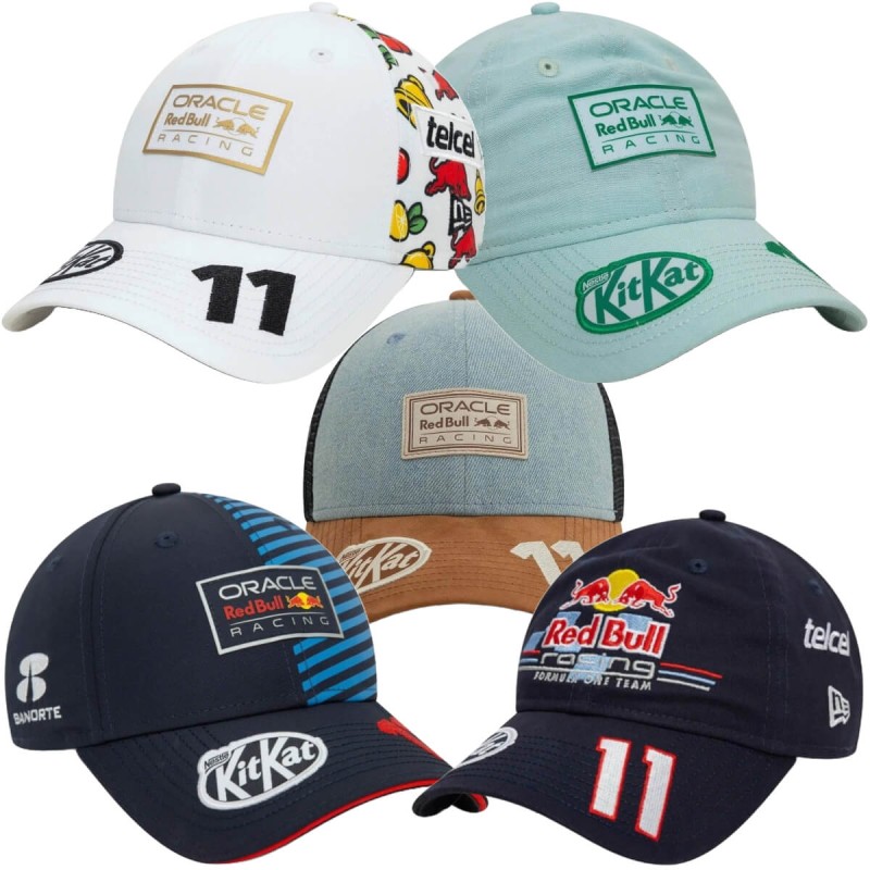 Pack Especial Checo Pérez – 5 Gorras Red Bull Racing