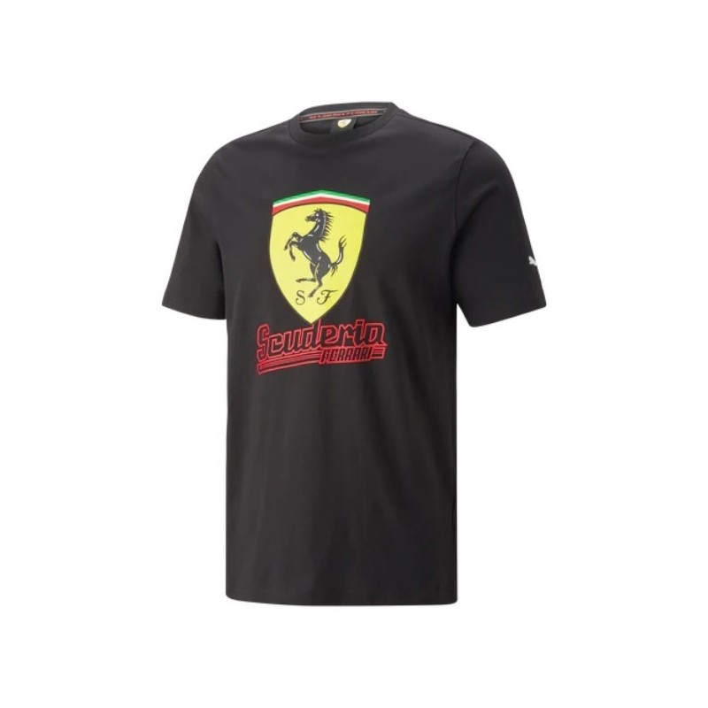 Camiseta Ferrari Race Big Shield para hombre Heritage negra Camiseta Ferrari Race Big Shield para hombre Heritage negra