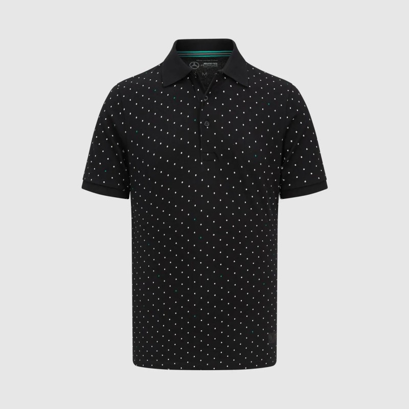 Polo de lunares Mercedes-AMG Petronas F1 para hombre en negro Polo de lunares Mercedes-AMG Petronas F1 para hombre en negro