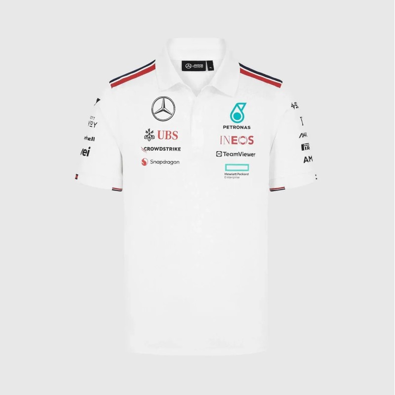 Polo del equipo Mercedes-AMG Petronas F1 para hombre blanco
