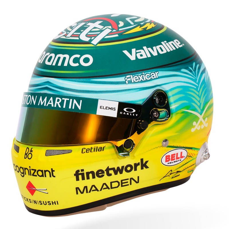 Fernando Alonso 2025 GP Saudi Arabia Mini Hemet Bell escala 1:2