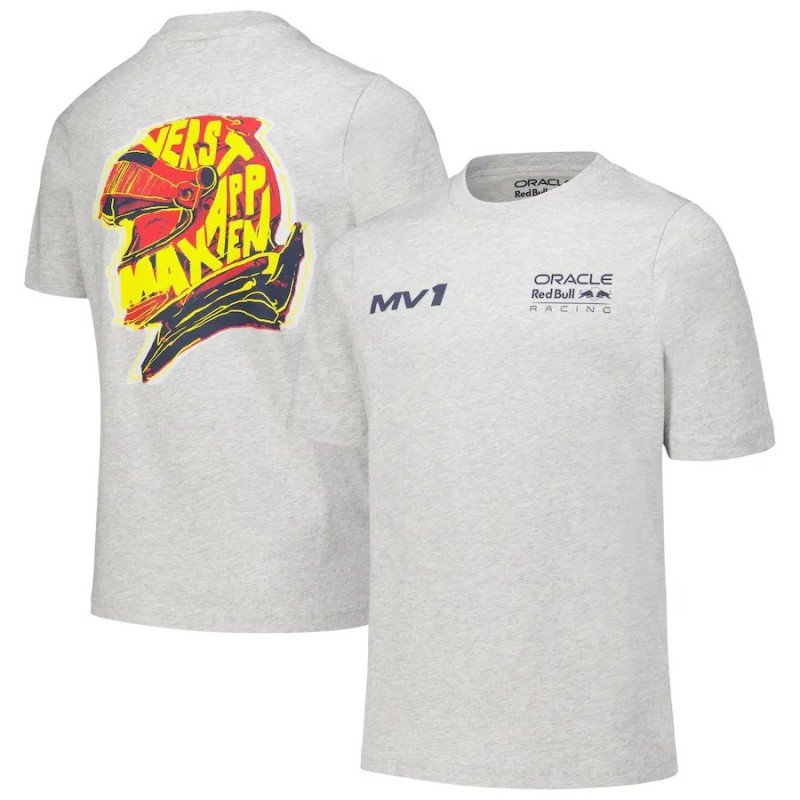 Youth Max Verstappen Heather Gray Red Bull Racing Helmet T-Shirt Youth Max Verstappen Heather Gray Red Bull Racing Helmet T-Shirt