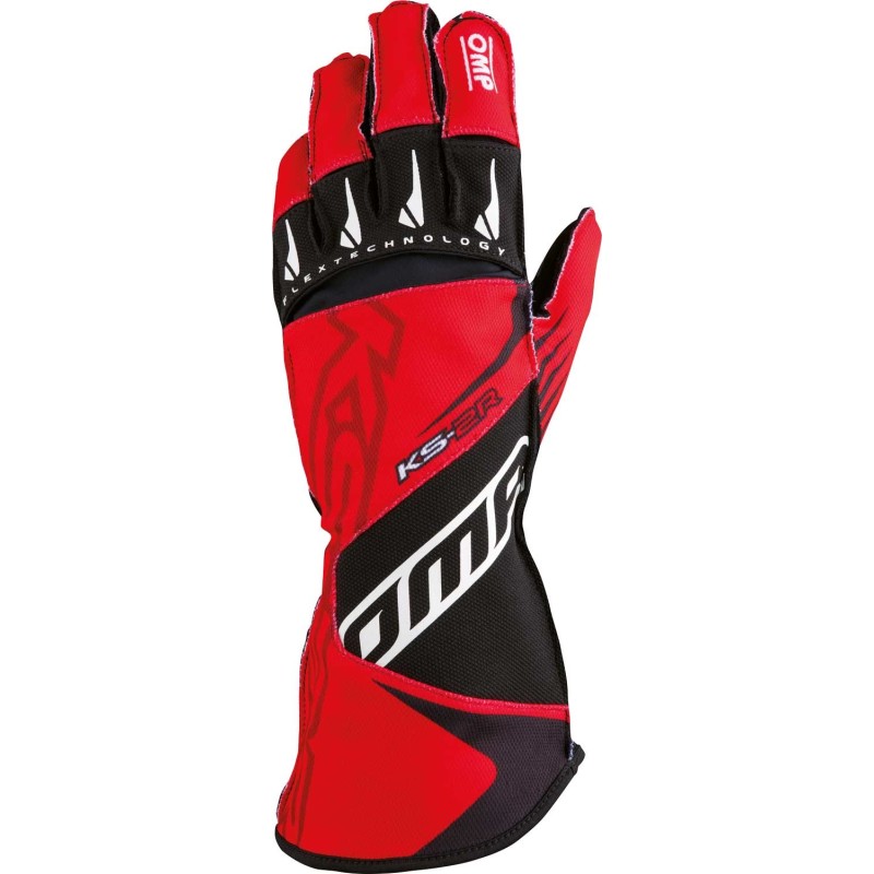 OMP KS-2 R guantes de piloto de karting color rojo/negro