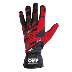 OMP KS-3 guantes de piloto de karting color negro/rojo