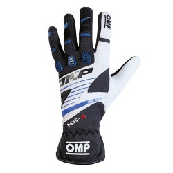 OMP KS-3 guantes de piloto de karting color negro/azul/blanco