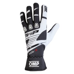 OMP KS-3 guantes de piloto de karting color negro/blanco